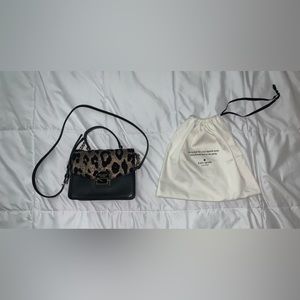 Kate Spade Leopard print black bag with dust bag